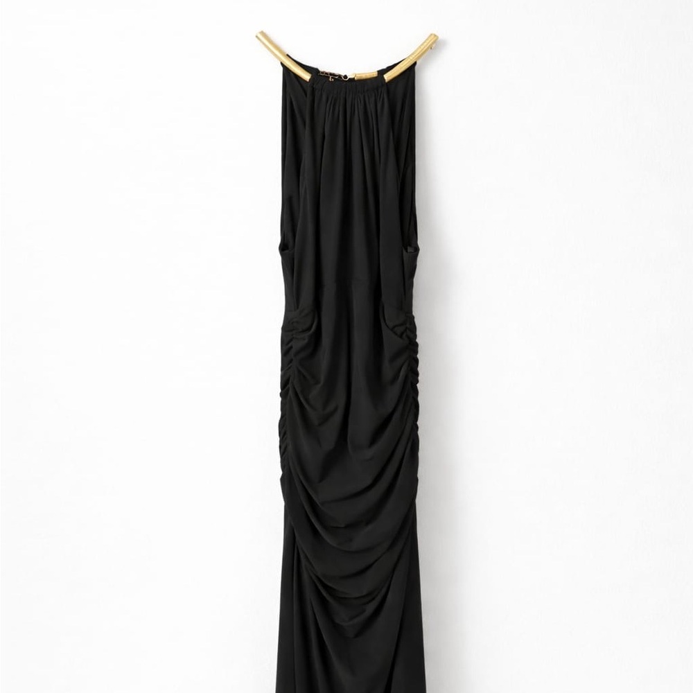 Fiesta Black Gathered Maxi Dress